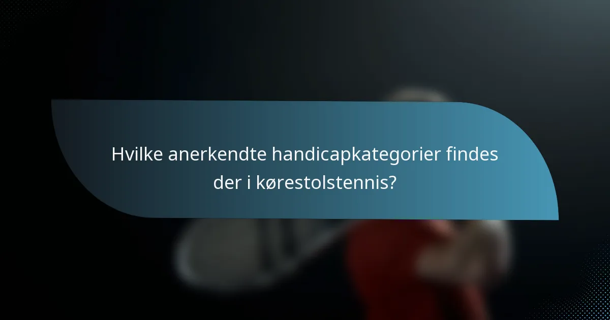 Hvilke anerkendte handicapkategorier findes der i kørestolstennis?